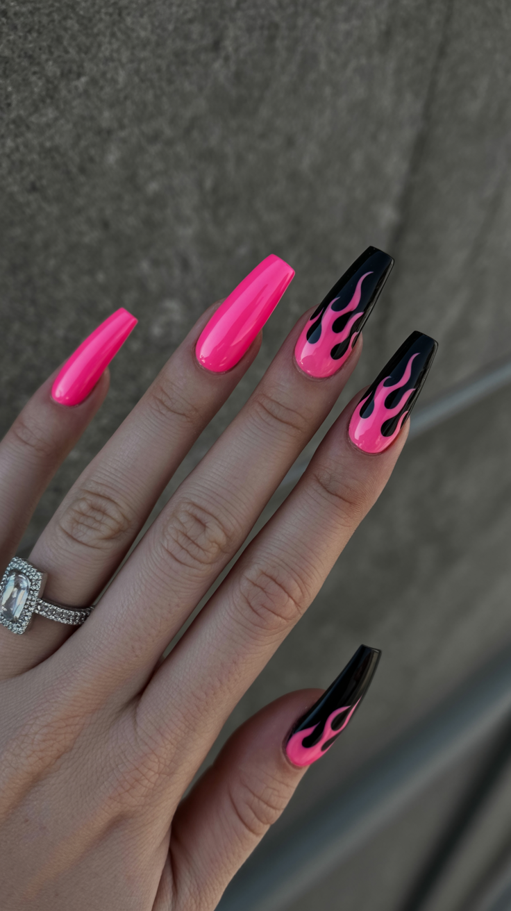 19 Sassy Pink and Black Nail Ideas That Are Too Bold to Ignore