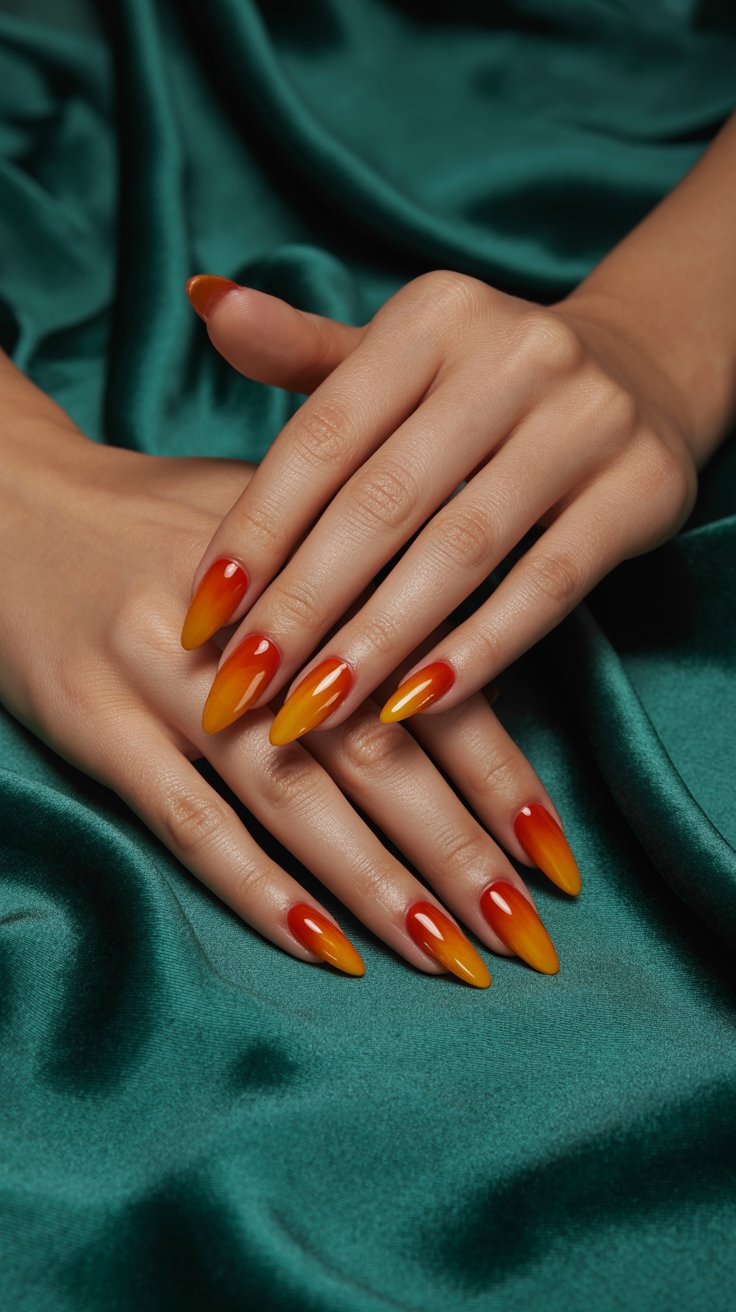 Steal the Spotlight: 17 Glamorous Orange Ombre Nail Ideas