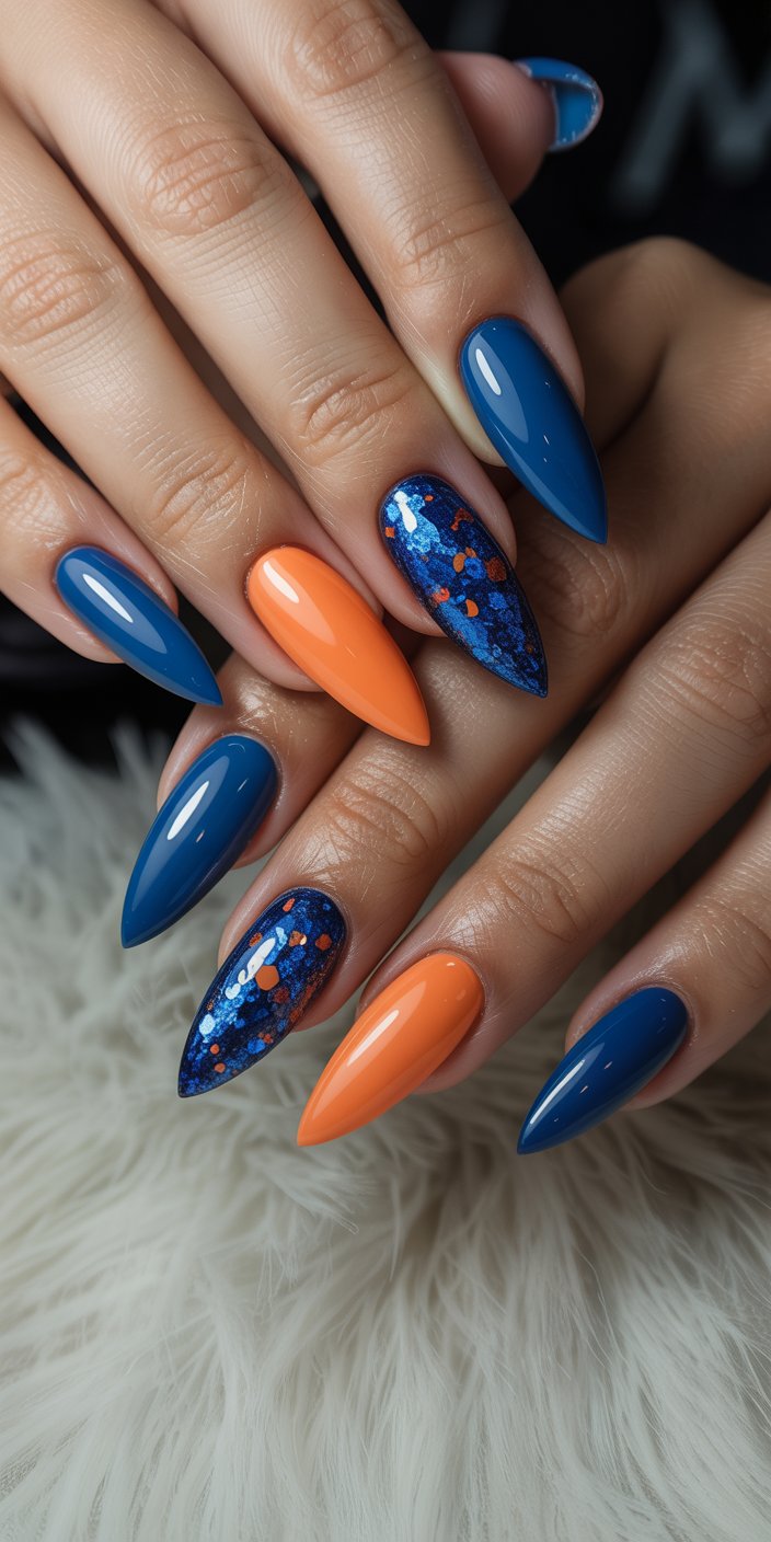 Vibrant & Trendy: 14 Blue and Orange Nail Designs That Steal the Show